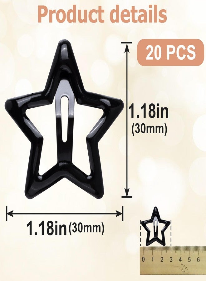 Mxxipp 20pcs Star Hair Clips for Women, Non-Slip Metal Star Snap Barrettes, Y2K Hairstyle Accessories for Women Thick Thin Fine Straight Curly Long Short Hair- Black - Image 2